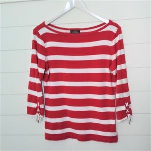 Ralph Lauren Red & White Stripe Nautical 3/4 Tee
